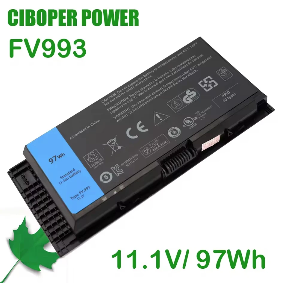 CP Laptop Battery FV993 11.1V 97/65Wh Compatible With FJJ4W PG6RC R7PND OTN1K5  For M6600 M6700 M6800 M4800 M4600 M4700
