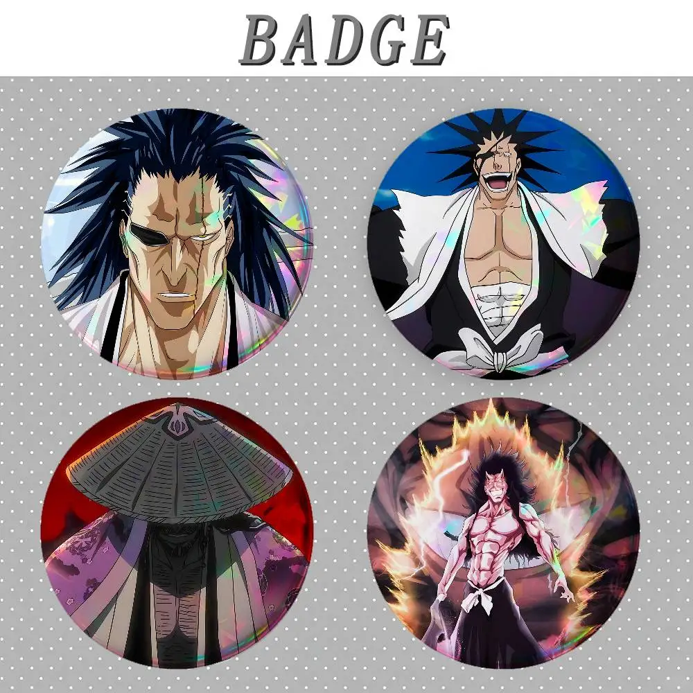 Z-Zaraki K-Kenpachi Badges Round Brooch Cute Cartoon Idol Cosplay Badges DIY Backpack Clothing Jewelry Pins