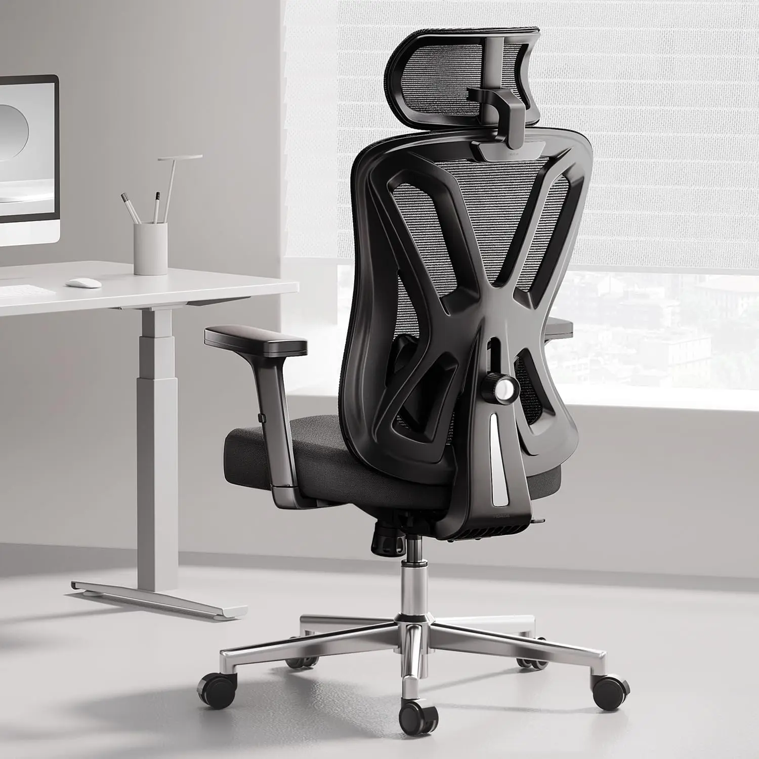 

Hbada Ergonomic Mesh Office Chair, Computer Chair with Adjustable 2D Armrest, Swivel Office Chair -Adjustable Headrest with Lumb