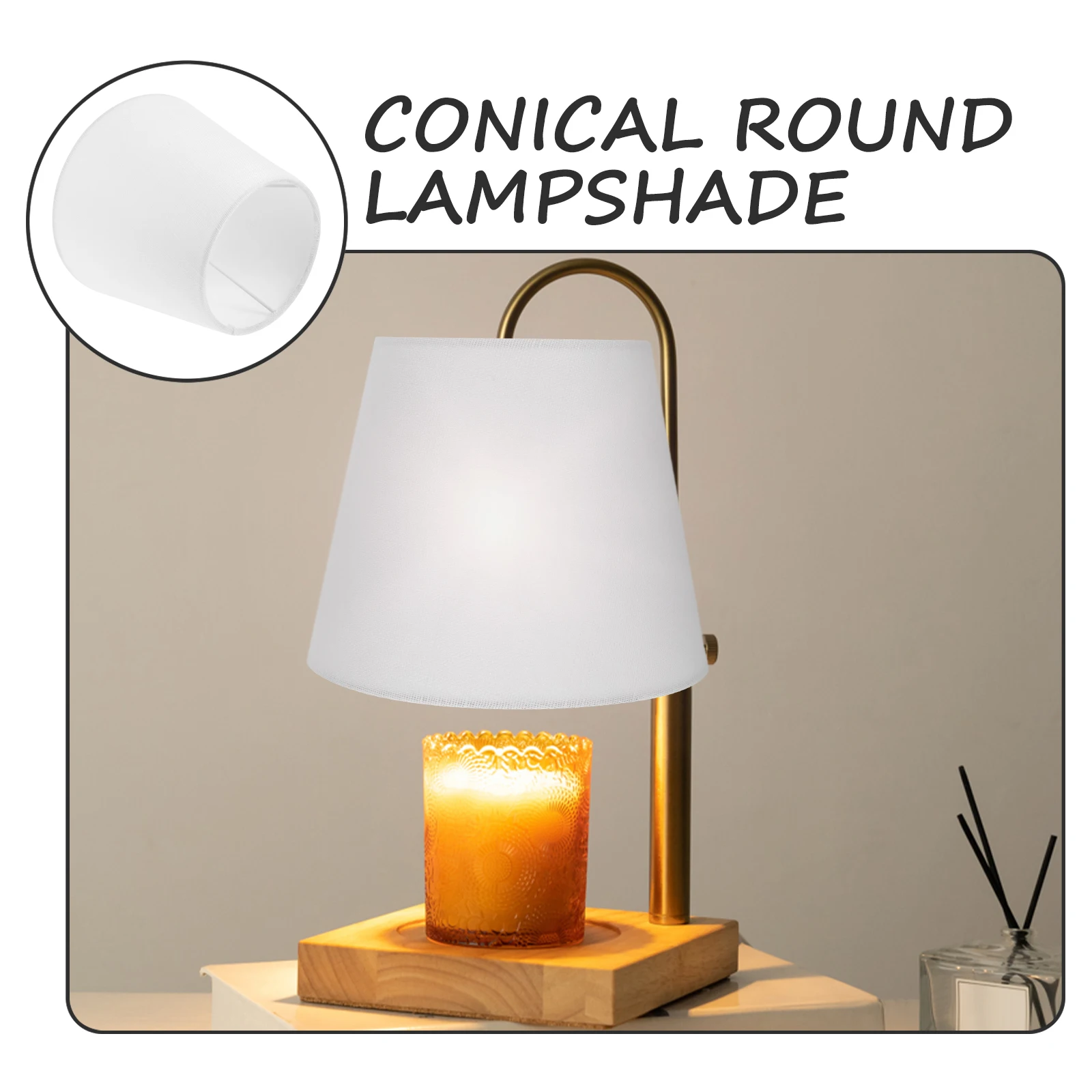 

Modern Design Conical Round Lampshade Cloth Fabric Sturdy Bedroom Bedside Desk Lamp Cover Vintage Barrel Drum Tabletop Light