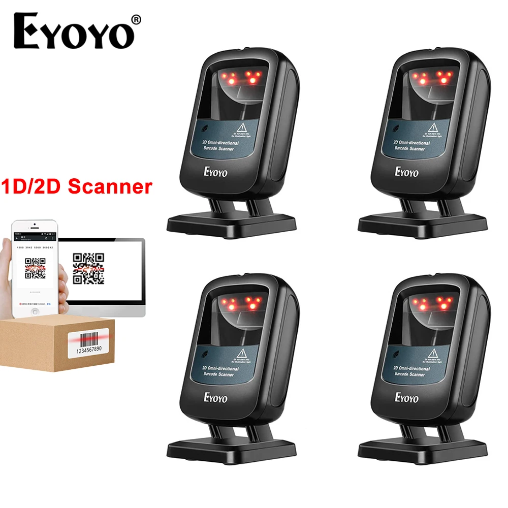 Eyoyo EY-2200 Eller Serbest Masaüstü Tarayıcı Süpermarket Perakende Mağazası İçin Otomatik Olarak Uyanan Tarama 2D/CCD Kablolu Barkod Okuyucu