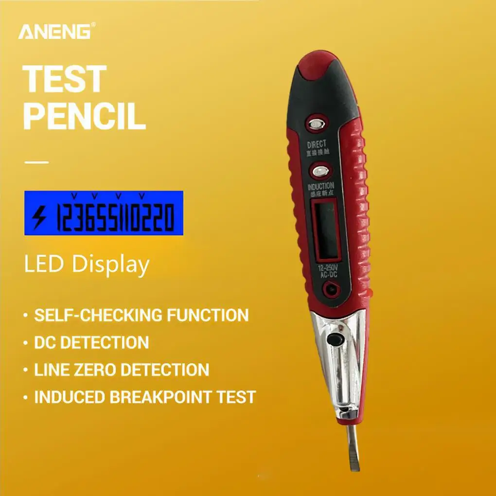 

Electrical Test Pen with Light Multifunctional Digital LCD Display Screwdriver Insulated Electric Tool Voltage Detector for