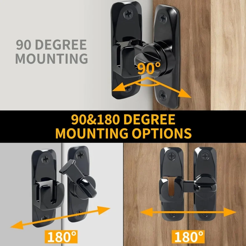 90/180 Degree Hasp Latch Door Lock Anti-theft Buckle Latch Cabinet Locks Barn Door Bolts with Buckle Hardware