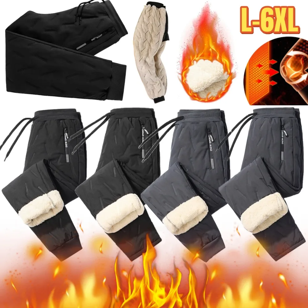 Men Fleece Sweatpants Pant with Zipper Pockets Winter Warm Fleece Pants Sherpa Lined Sweatpants Thermal Straight Leg Pants Thick