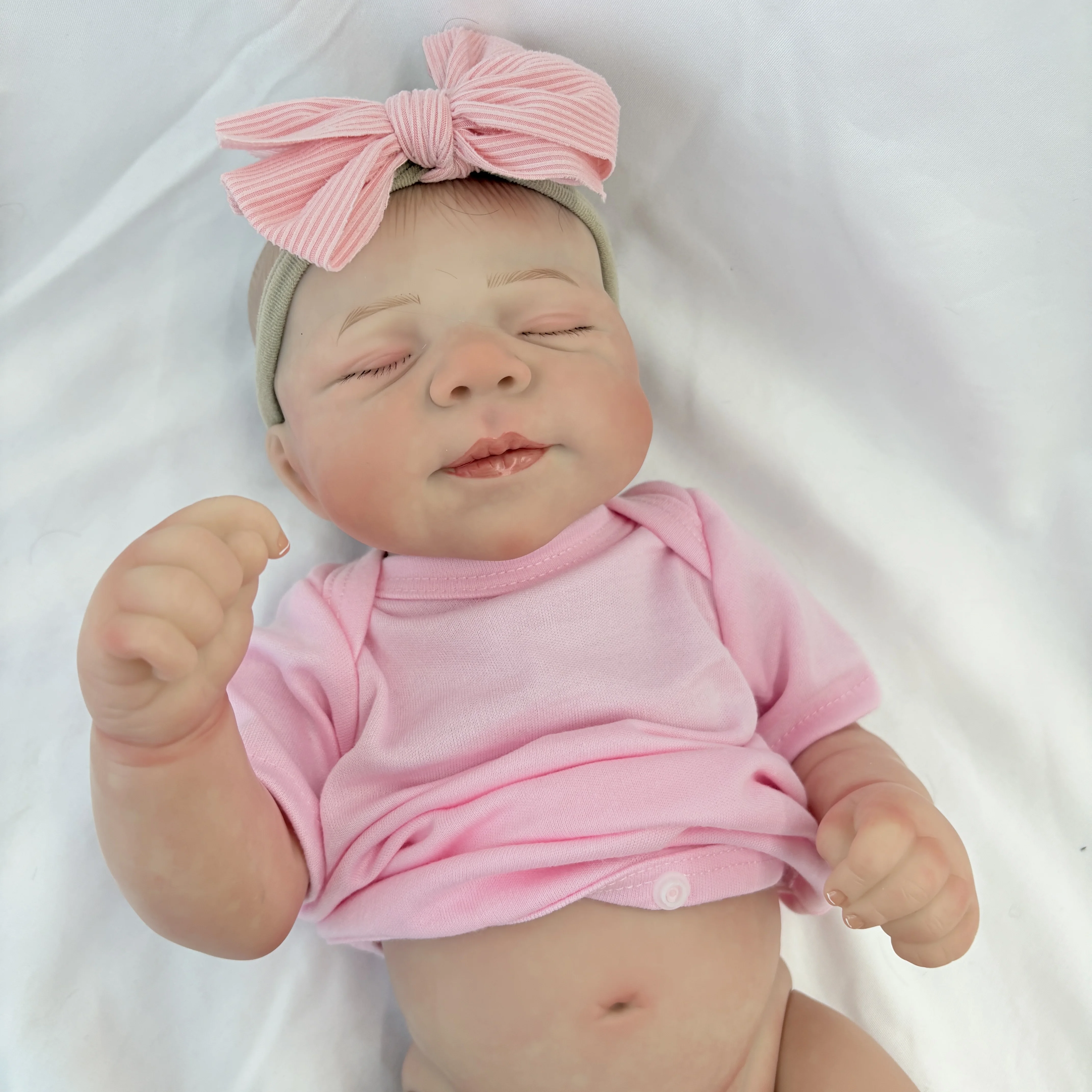 Muñeca Reborn Pascale de 18 Pulgadas con Piel 3D y Venas Visibles, Bebé Niña Dormida, Cuerpo Completo de Vinilo, Realista, Regalo para Niños