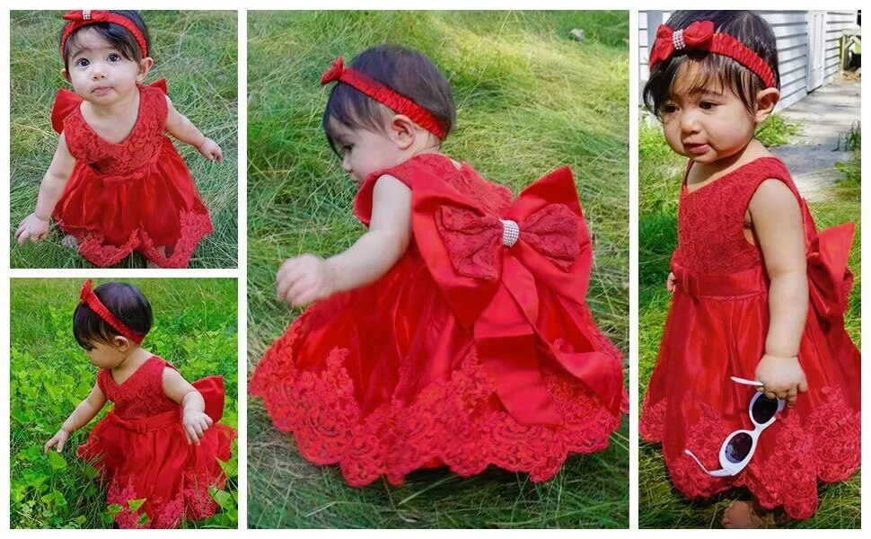 LZH Baby Mädchen Kleid Neugeborene Kleidung Prinzessin Kleid + Kopfbedeckung Für Kleinkind Geburtstag Hochzeit Taufe Kleinkind Party Weihnachten Kleid – Detail 5
