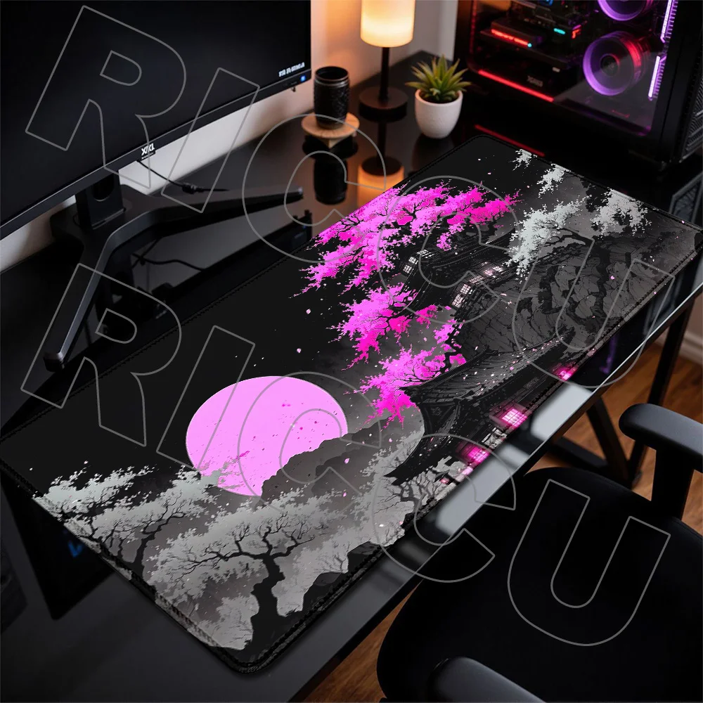 XXL Cherry Blossoms Desk Mat Rug Non-Slip Gaming Office Mat Mouse Pad Tower Pink Trees MousePad Pc Accessories 400x900mm carpet