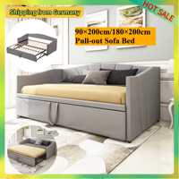 Comanlai 90x200cm/180x200cm Pull-out Sofa Bed,Upholstered bed with Slatted Frame,Double Bed& Single Bed,Velvet Fabric