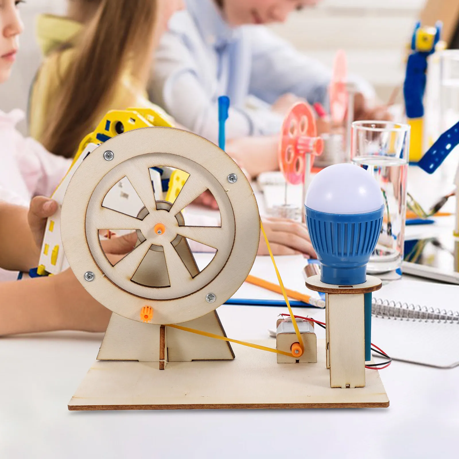 Zestaw DIY do samodzielnego montażu generatora prądu dla dzieci - eksperymenty naukowe z korbą
