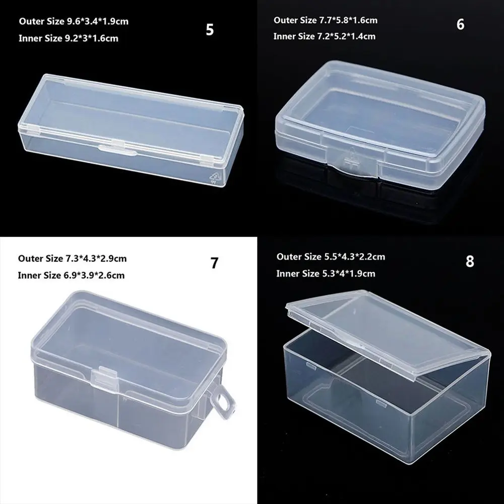 Transparent Plastic Storage Box Small Square Clear Jewelry Diamond Container Clips Boxes Craft Bead Holder Pill Storage Supplies