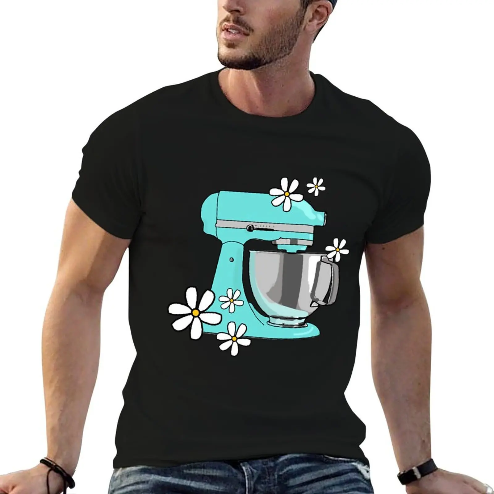 

Kitchen mixer with flowers \t \t T-Shirt t shirts for man cotton soft t shirts cotton 100% essential t shirt T-shirt