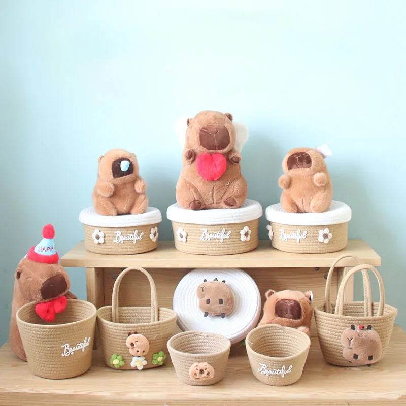 

Cute Capybara Storage Basket Cotton Thread Weaving Desktop Decoration Dopamine Multiple Styles Home Anime Accessories Girls Gift