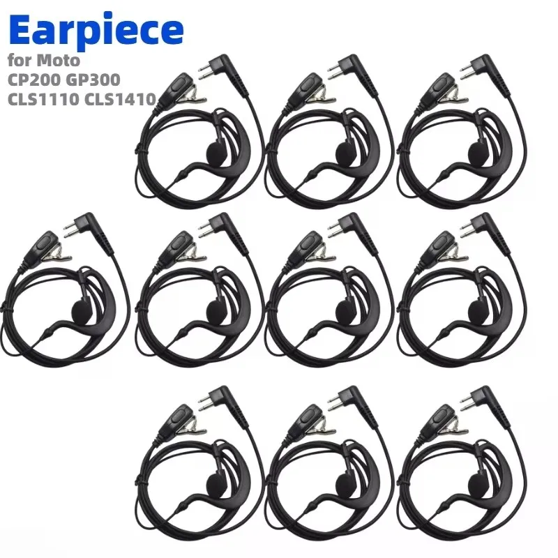 10pcs CLS1110 CLS1410 Earpiece for Motorola CP200 GP300 GP2000 Walkie Talkie with PTT Mic 2 Pin Headset Single-Wire Surveillance