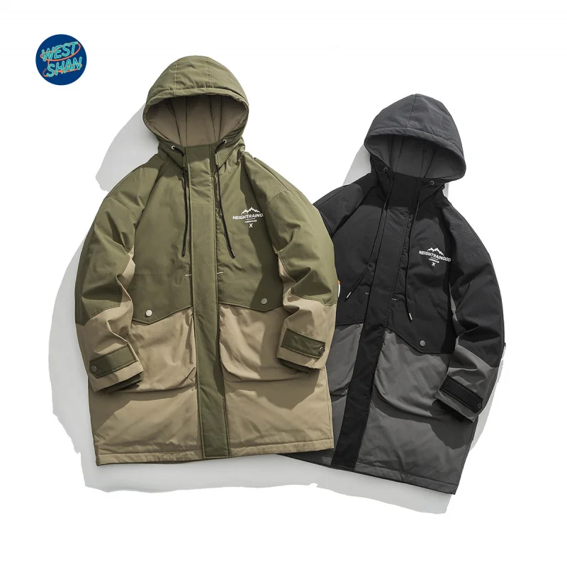 

WESTSHAN Премиум-качество, размер ЕС, США, роскошная активная уличная одежда, зимнее теплое длинное пальто контрастного цвета, куртка