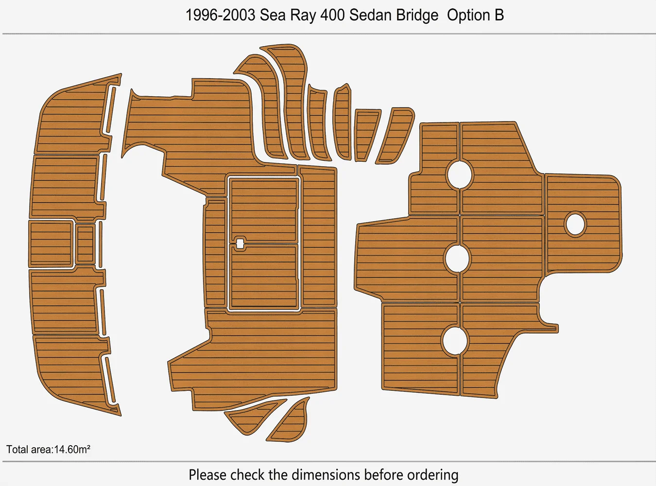 Anti-Skid fuax teak mat EVA Self-Adhesive 6mm Boat Decking Pad for 1996-2003 Sea Ray 400 Sedan Bridge B Durable Marine Flooring