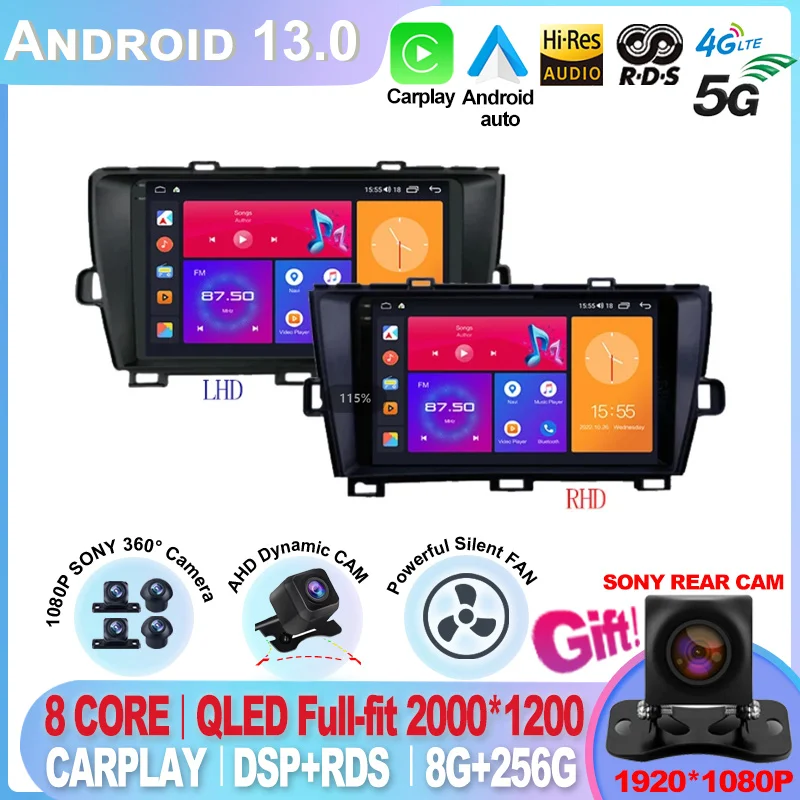 

For Toyota Prius XW30 2009 2010 2011 2012 2013 2014 2015 Android 13 Car Radio Multimedia Video Player GPS Navi Stereo Carplay