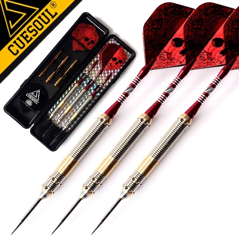 CUESOUL Professional Darts Steel Tip Dart Set 21g/23g/25g Darts 3 pieces Red Shaft With Red Dart Flights