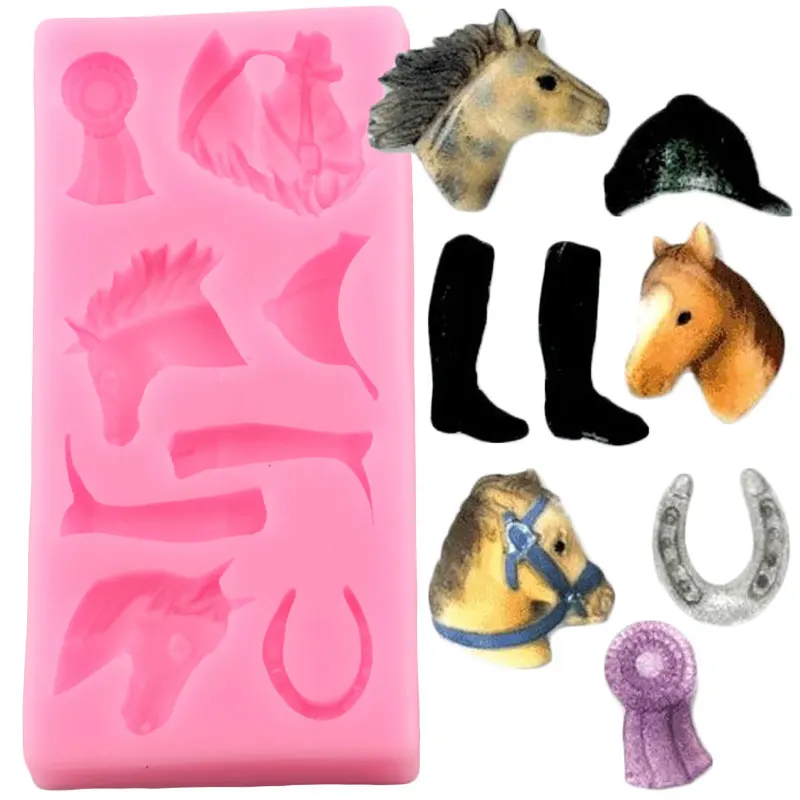 3D Horse Silicone Molds Horseshoe Fondant Mold DIY Horse Head Cake Decorating Tools Cupcake Candy Clay Chocolate Gumpaste Mould