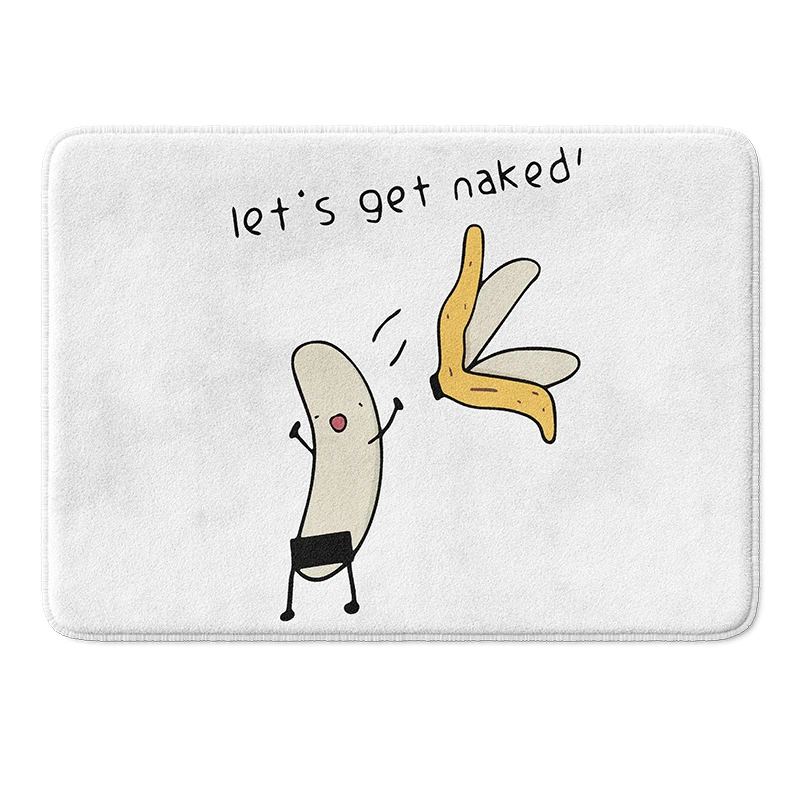 

Aertemisi Let's Get Naked Funny Banana Bath Mat with Non Slip Base Absorbent Super Cozy Flannel Floor Rug Carpet
