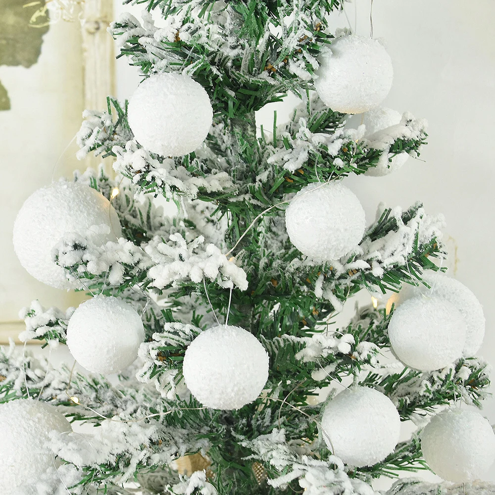 

6/12pcs 4-10CM White Christmas Ball Christmas Tree Decoration Round Foam Balls Hanging Pendants For Home Xmas Ornaments New Year