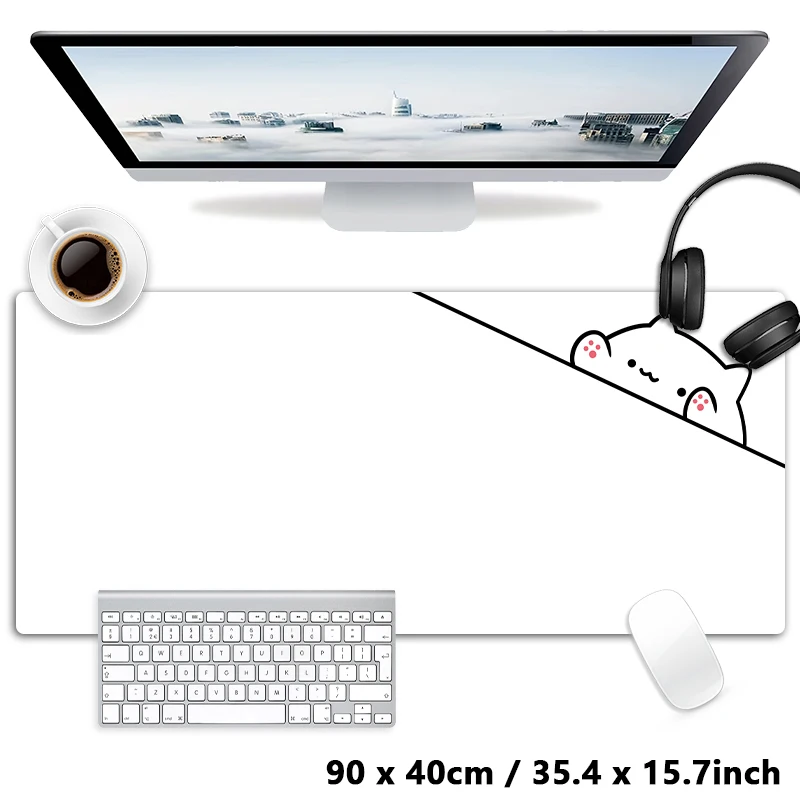 Kawaii Simple Design Pink Blue Black White Cute Cat Mouse Pad Desk Mat For Office Work Silicone Extra Large Gaming Mousepad