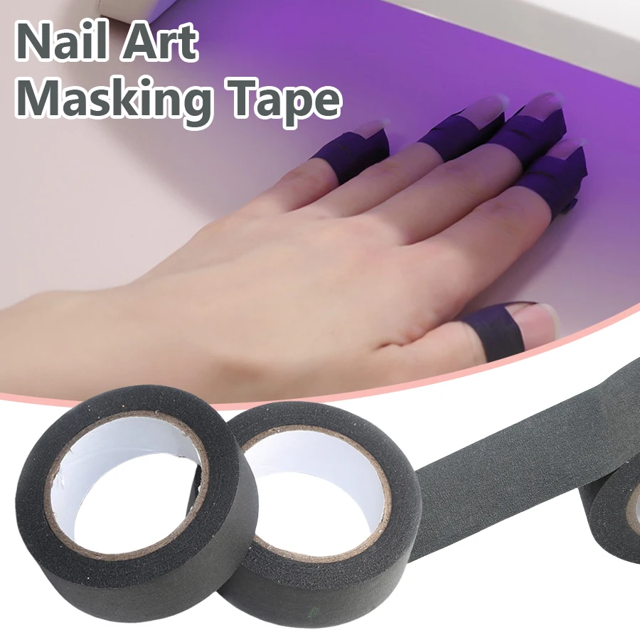 Black Nail Art Masking Tape, Light Blocking Film for Gel Curing UV Protection Finger Tapes Manicure Tools
