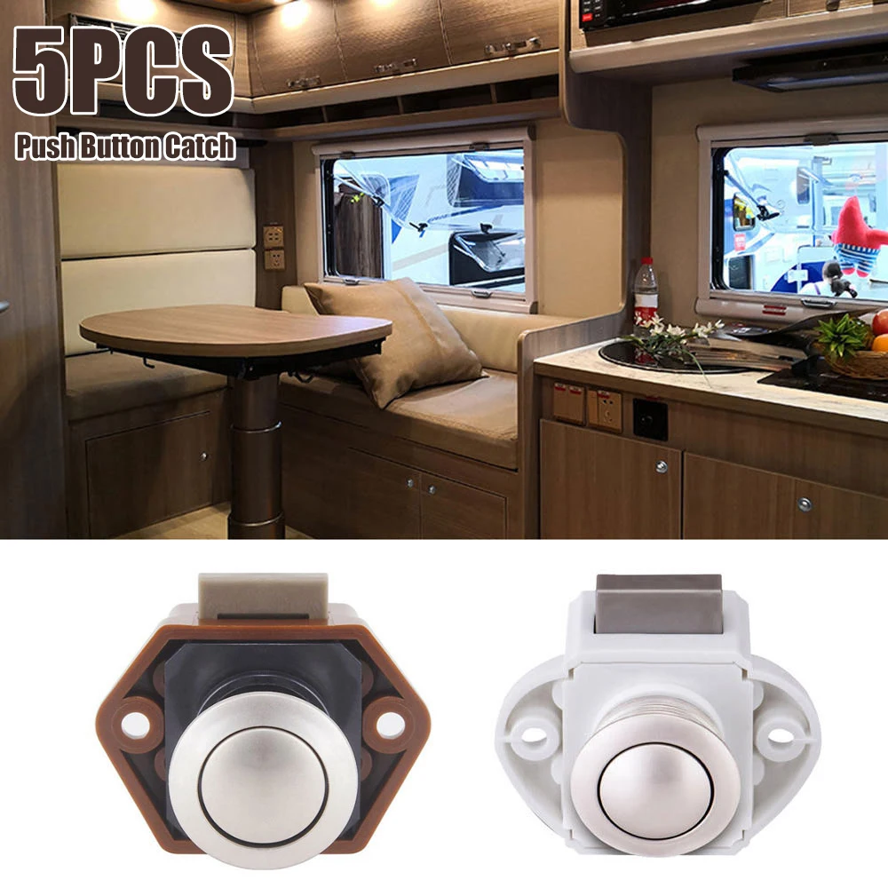 5PCS Camper Car Push Lock Diameter 20mm RV Caravan Boat Motor Home Cabinet Drawer Latch Button Locks Furniture Hardware dropship