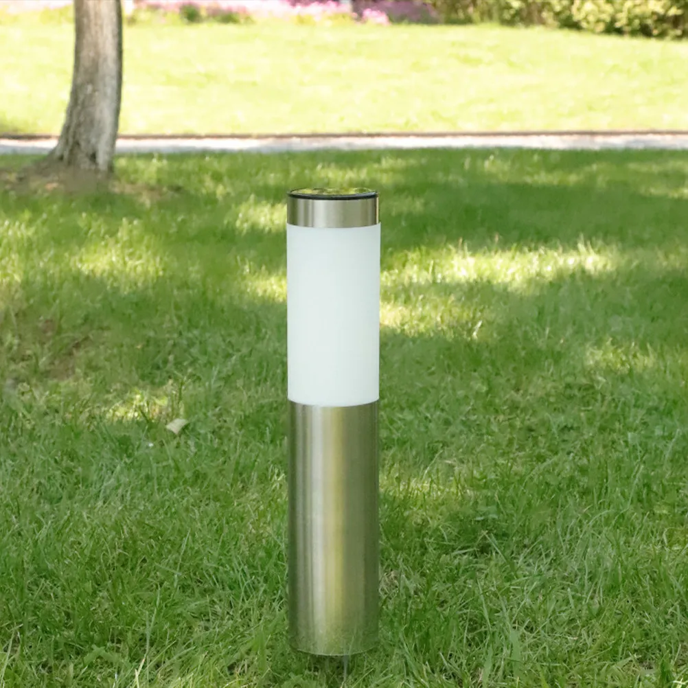 Stainless Steel Solar Lawn Lights Cylindrical Garden Pathway Decor Outdoor Automatic Night Light for Yard Pool Patio Deck Fence