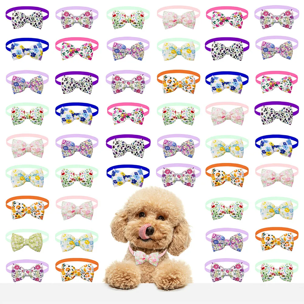 Dog Bow Tie 10PCS Handmade Adjustable Pet Collar For Dog and Cat Puppy Collars Neckties Pet Grooming Accessories Pet Supplies