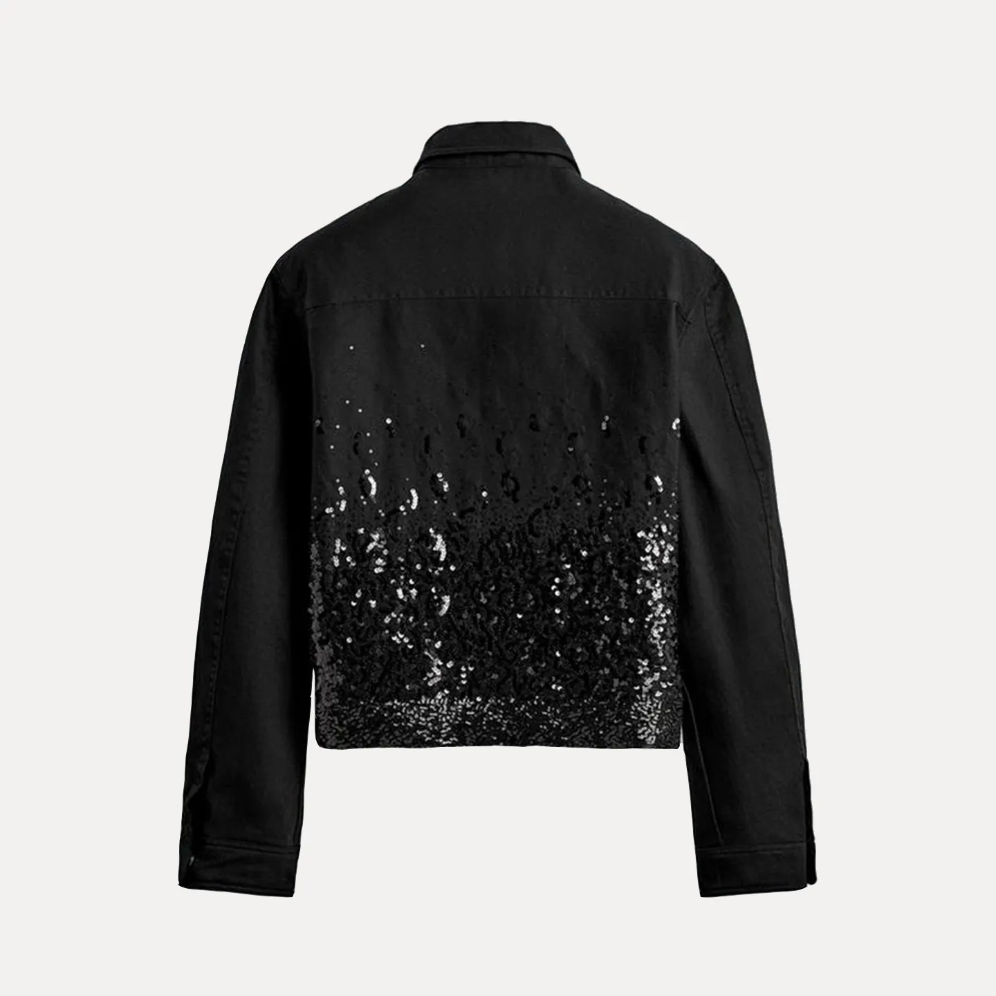 Zimowy płaszcz damski z koralikami, luźny krój, do pracy, krótki, odzież wierzchnia marki Z, długi rękaw, zapinany na zamek.