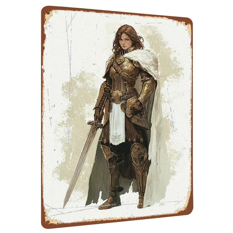 Custom Medieval Female Warrior Metal Wall Art Home Decor Fantasy Knight Armor Sculpture