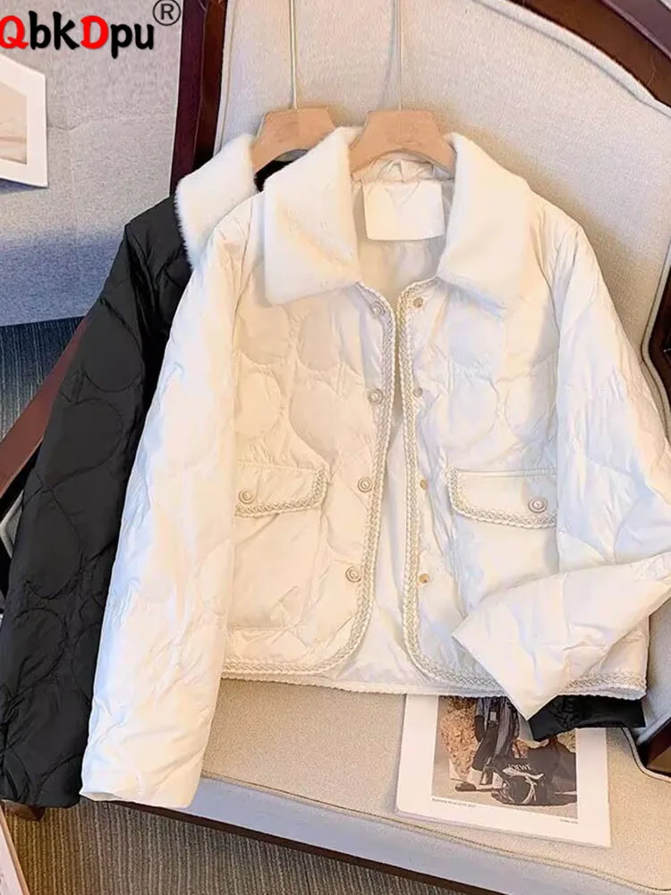 Winter Warme Daunen Baumwolle Outer Koreanische Design Einreiher Verdicken Jacken Tops Frauen Casual Langarm Chaquetas Blusas