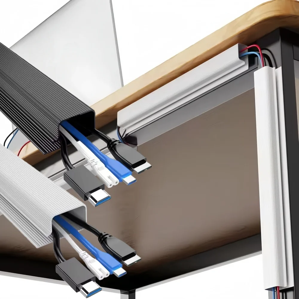 1pc 40cmX6cm Cable Management Under Desk Channel Cable Raceway, Cord Hider Desk Cable Tray, No Drilling Under Desk Management