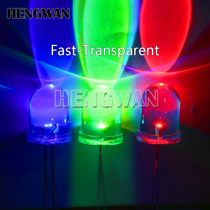 10szt F10 10mm Szybka / Wolna RGB Migająca Czerwona Zielona Niebieska Tęcza Wielokolorowa Dioda Emitująca Światło Okrągła Dioda LED Pełnokolorowy Zestaw do samodzielnego montażu