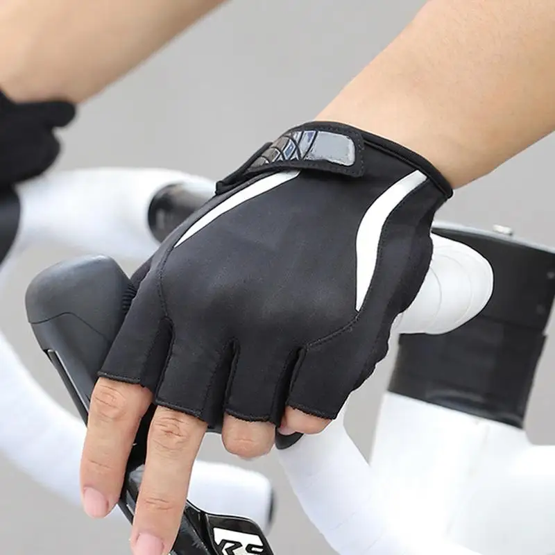 Mountaineering Gloves Half Finger Workout Mittens Reflective Mittens Breathable Shock-Absorbing Gloves For Driving Biking