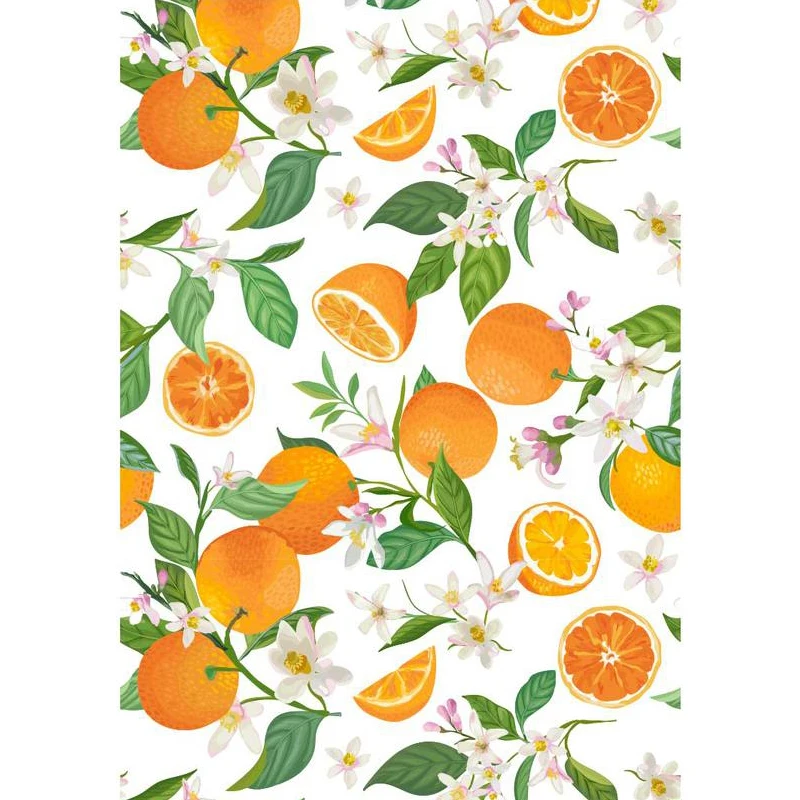 Fresh Fruits Self Adhesive Wallpaper  Wall Decor Watercolor Orange Tree Removable Peel and Stick Wall Stickers for Bedroom Cabin