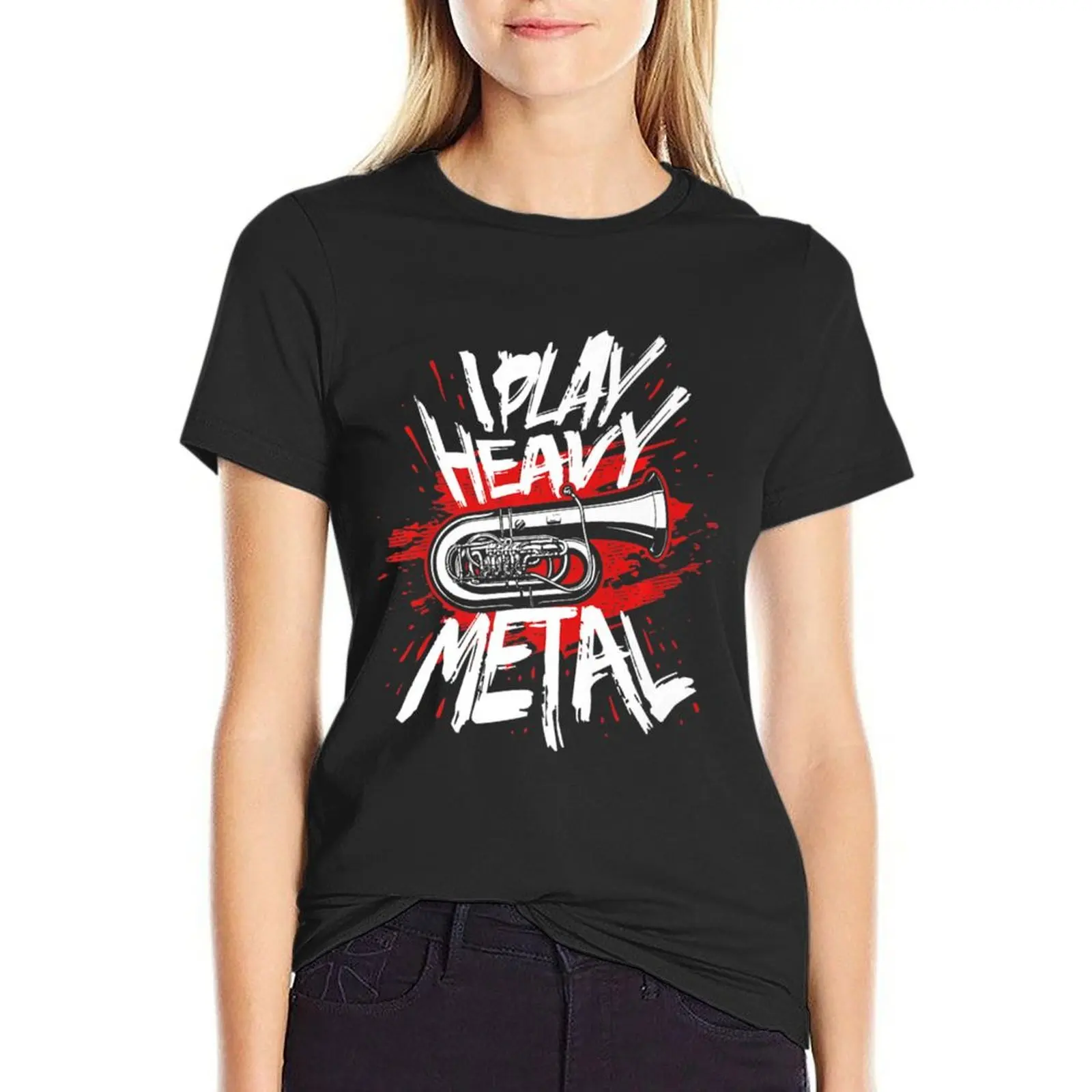 

I Play Heavy Metal Marching Band Musician Tuba T-Shirt vintage Short sleeve tee cute t-shirts for Women