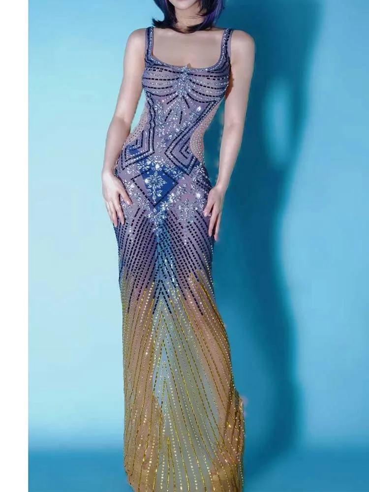 

High Quality Hot Stamping Sexy Suspender Elastic Color Blocked Dress 2025 New Fashion Custom Women'S Clothing