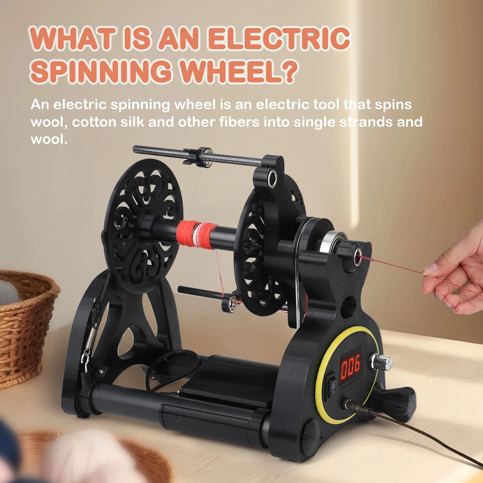 Electric Spinning Yarn Winder Supplies Machine Winding Bobbin Ball Wheel Home Small Dog Fiber Household Flywheel Hand Mini Arm