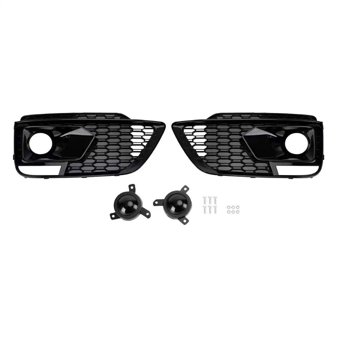 

For Audi Q5 2018-2020 Fog Light Frame Modification With A Dark Black Honeycomb Front Bumper Lower Grille