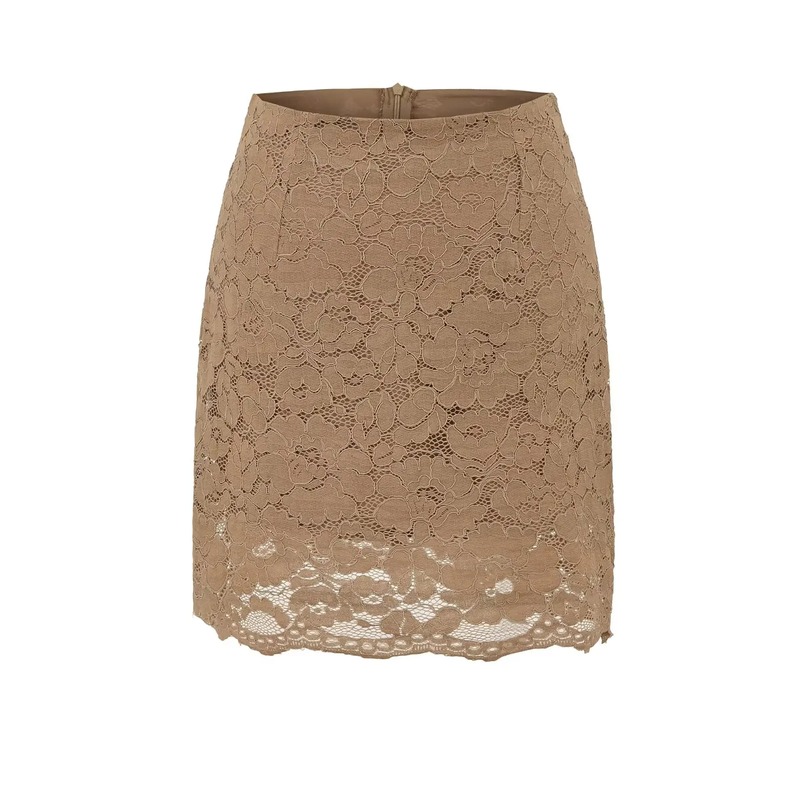 

Sexy Lace f Skirt High Waist Slimming High-End ort Skirt for Women Commute Sle Zipper Hollow out Nylon Cotton Blend