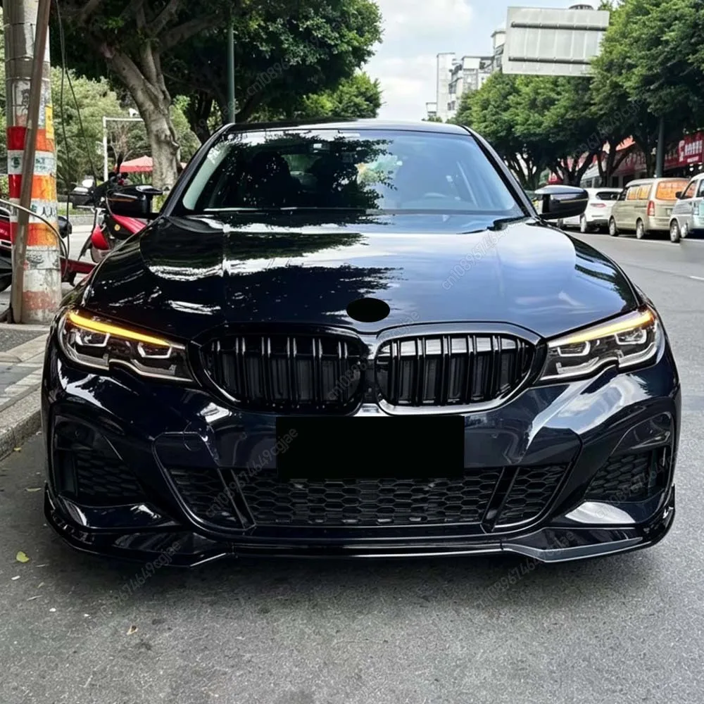 

For BMW 3 Series G20 G21 318i 320i 330i M340i 330d 2019-2022 Pre-LCI Front Bumper Dual Line Grills M Style ABS Glossy Black Trim