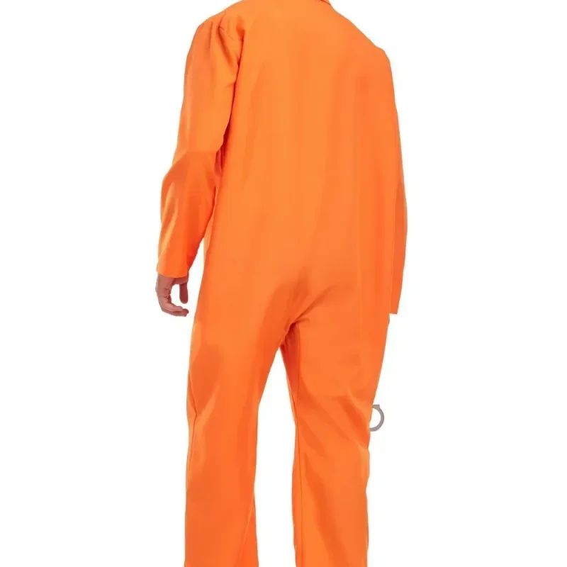 할로윈 성인 죄수 코스프레 의상, 남성 오렌지 점프수트, 성인 죄수 코스프레 의상
