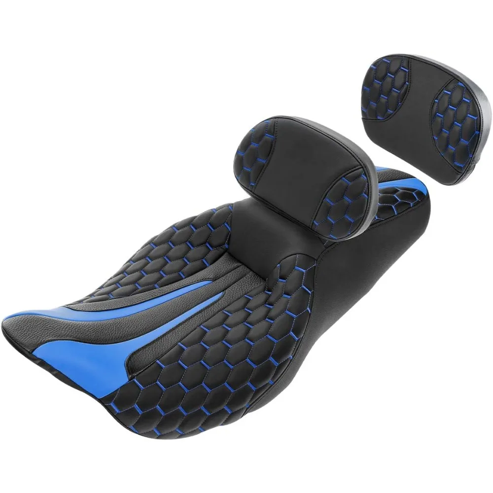 

Motorcycle Driver Rider Passenger Seat - One-Piece 2-Up Motorcycle Seat Fit for 2009-2023 Harley Touring Road King Street Glide