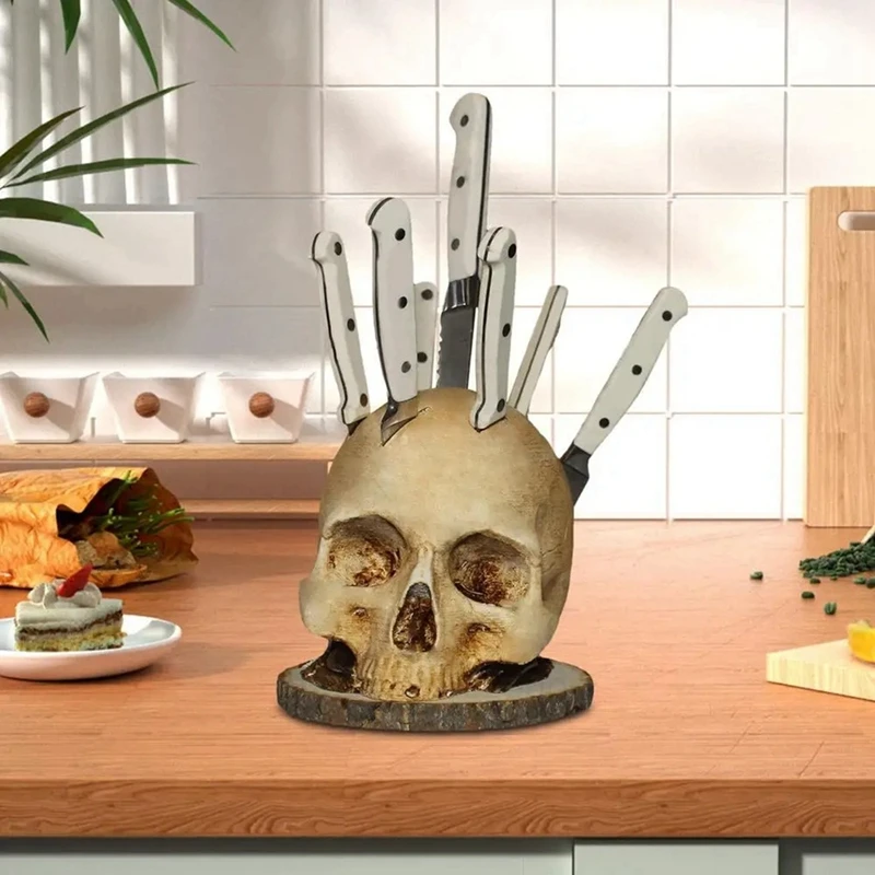 Knives Holder Kitchen Storage Skull Knife Holder Horror Head Shape Knive Holder Scary Kitchen Storage Head Rack-FABY view 4