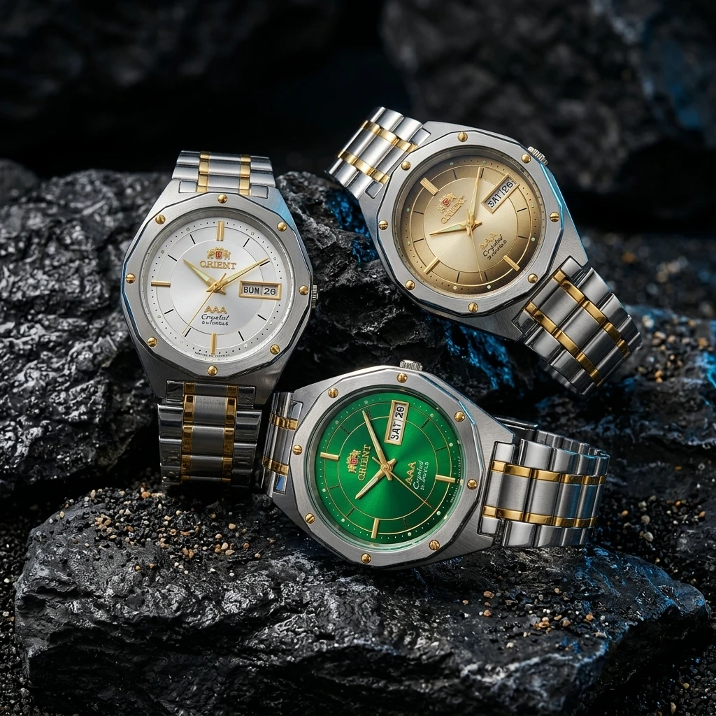 Japan Orient Automatic Mechanical Men Watch Octagonal Case Dual Day Date Luminous 30M Waterproof Stainless Steel Wristwatch view 6