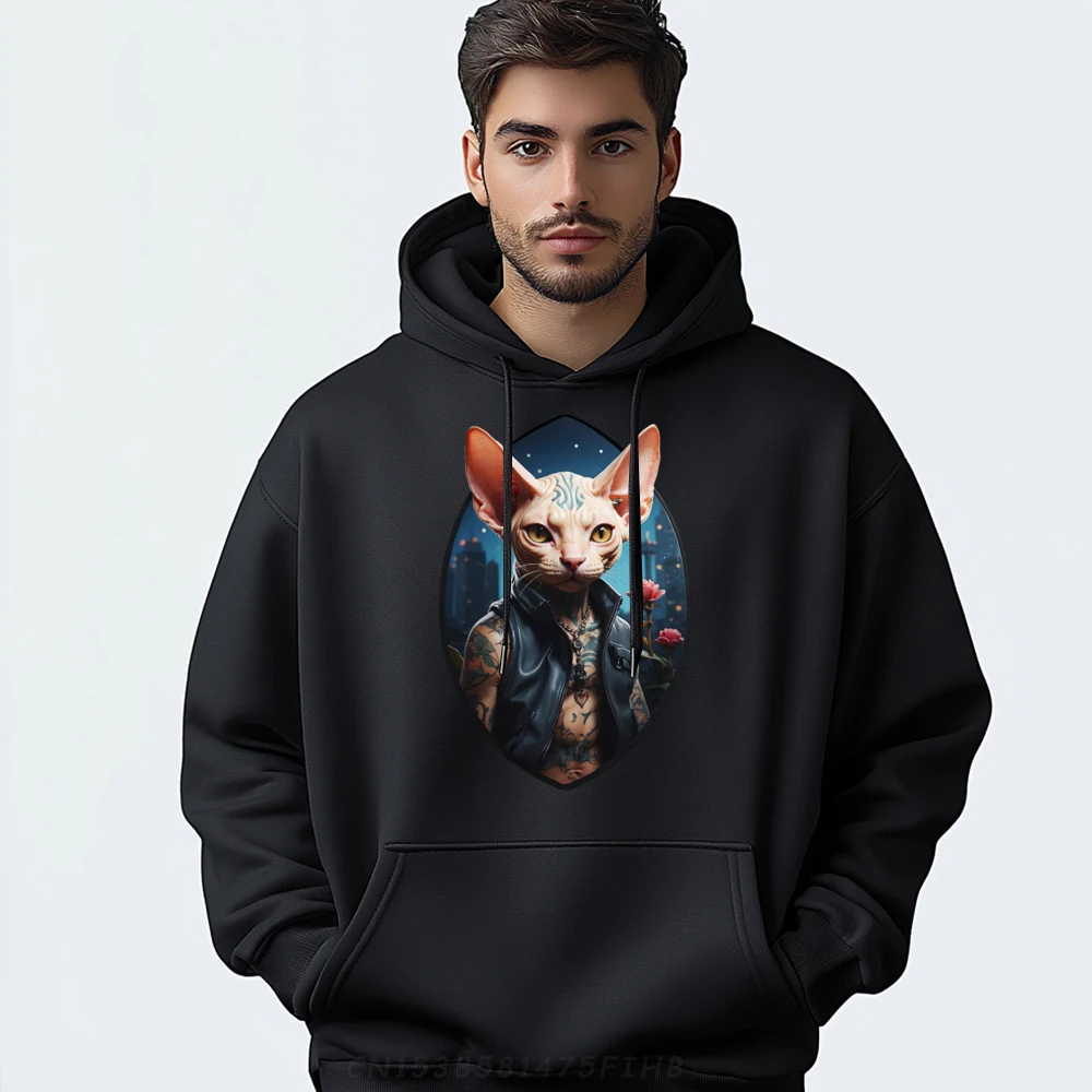 

Sphynx Cat Irezumi Tattoo Japan Red And Black Graphic Hoodie Hoodie Men Luxury Christmas Sweater