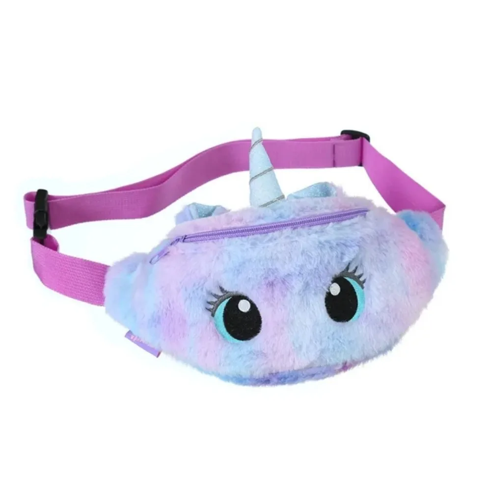 Marsupio per bambini simpatico unicorno peluche cintura colore sfumato borsa petto cartone animato portamonete borsa da viaggio borsa da viaggio