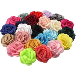 10PCS 6CM Fashion Burning Satin Flowers For Hair Accessories Roast Floral Fabric Flowers For Wedding Bouquet Headbands