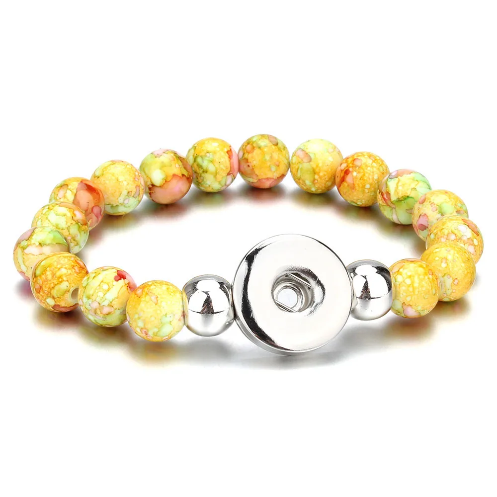 Snap Jewelry Bracelets Colorful Handmade Beaded Bracelets Plastics Beads 18mm Snap Button Bracelet DIY Charm Bracelets